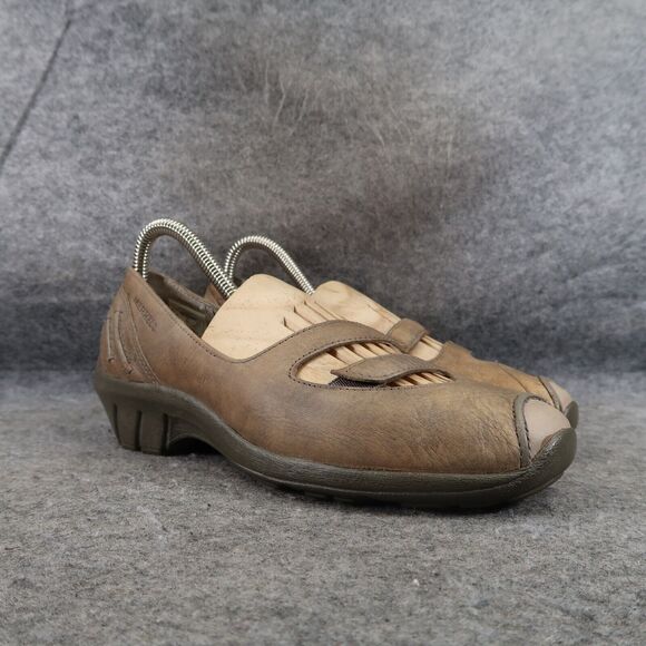 Merrell Shoes Womens 7 Mary Jane Wedge Slip On Loafer Leather Gabriella Brindle - Picture 1 of 14